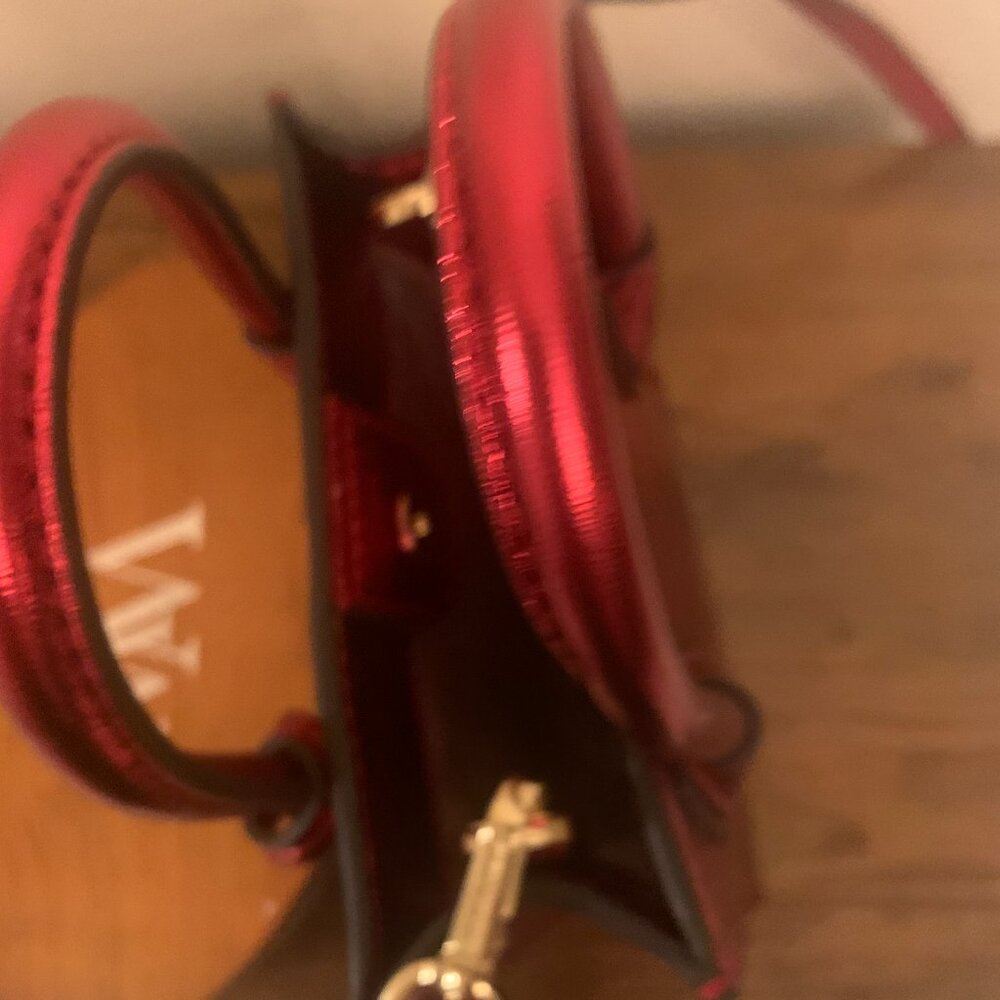 NEW MICHAEL KORS MERCER XS MINI CROSSBODY PHONE MK BAG METALLIC RED CRIMSON - Picture 7 of 16